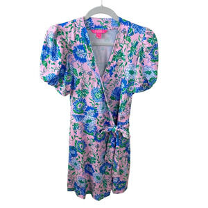 Lilly Pulitzer Parigi Romper Skort XS Rumor Has It Pink Floral Butterflies